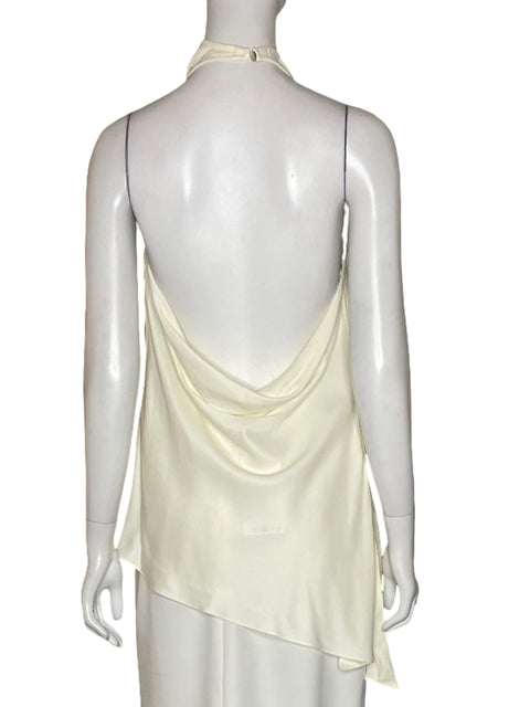 Top Zara Halter Satinado Blanco-Talla M