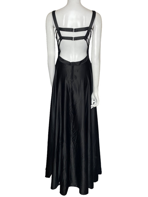 Vestido B. Darlin Maxi Satinado Negro-Talla 9/10