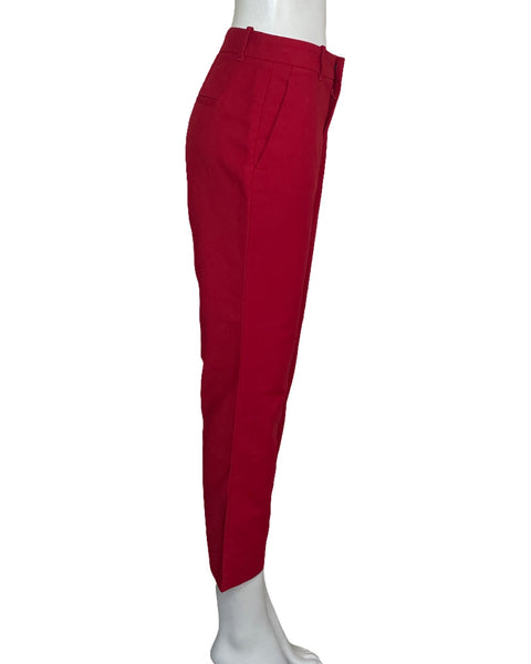 Pantalón Zara Recto Tiro Alto Rojo-Talla 06