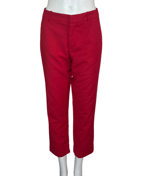 Pantalón Zara Recto Tiro Alto Rojo-Talla 06