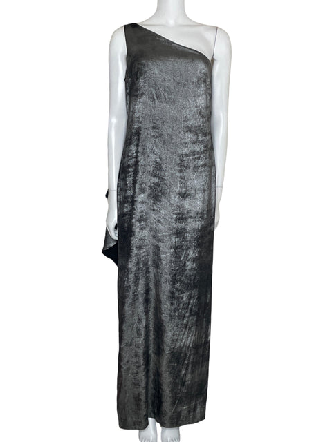 Vestido Ralph Lauren Maxi Asimétrico Plateado-Talla 6