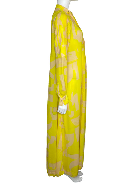 Vestido Tesoro TPS Maxi Estampado Amarillo-Talla L