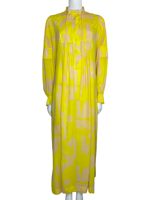 Vestido Tesoro TPS Maxi Estampado Amarillo-Talla L