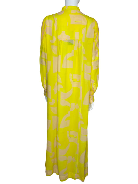 Vestido Tesoro TPS Maxi Estampado Amarillo-Talla L