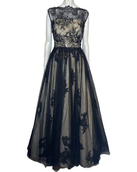 Vestido Miquel Suay Encaje Negro-Talla 46