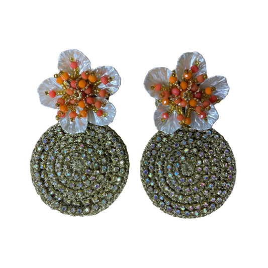 Aretes Michelle Ferrer Khalida Tropicalia Coral Naranja - Talla U