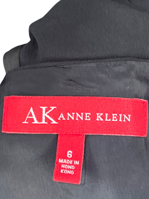 Vestido Anne Klein Mangas Cortas Encaje Negro-Talla 6