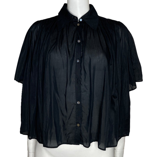 Camisa Banana Republic Drapeada Negro-Talla S