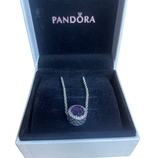 Collar Pandora Piedra Morada Plata 925 Talla U