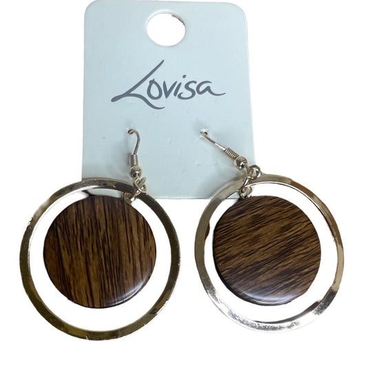 Aretes Lovisa Circulo Madera Dorado-Talla U