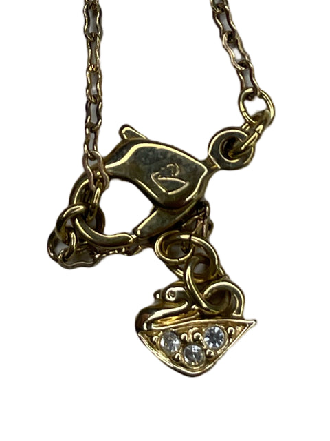 Collar Swarovski Doble Corazón Dorado-Talla U