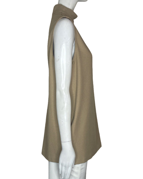 Blusa Trina Turk Cuello Alto Beige-Talla 10
