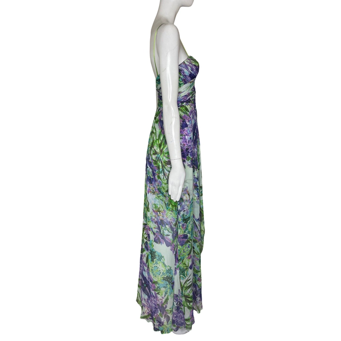 Vestido Aidan Mattox Estampado Floral Verde - Talla 2