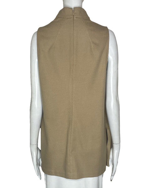 Blusa Trina Turk Cuello Alto Beige-Talla 10