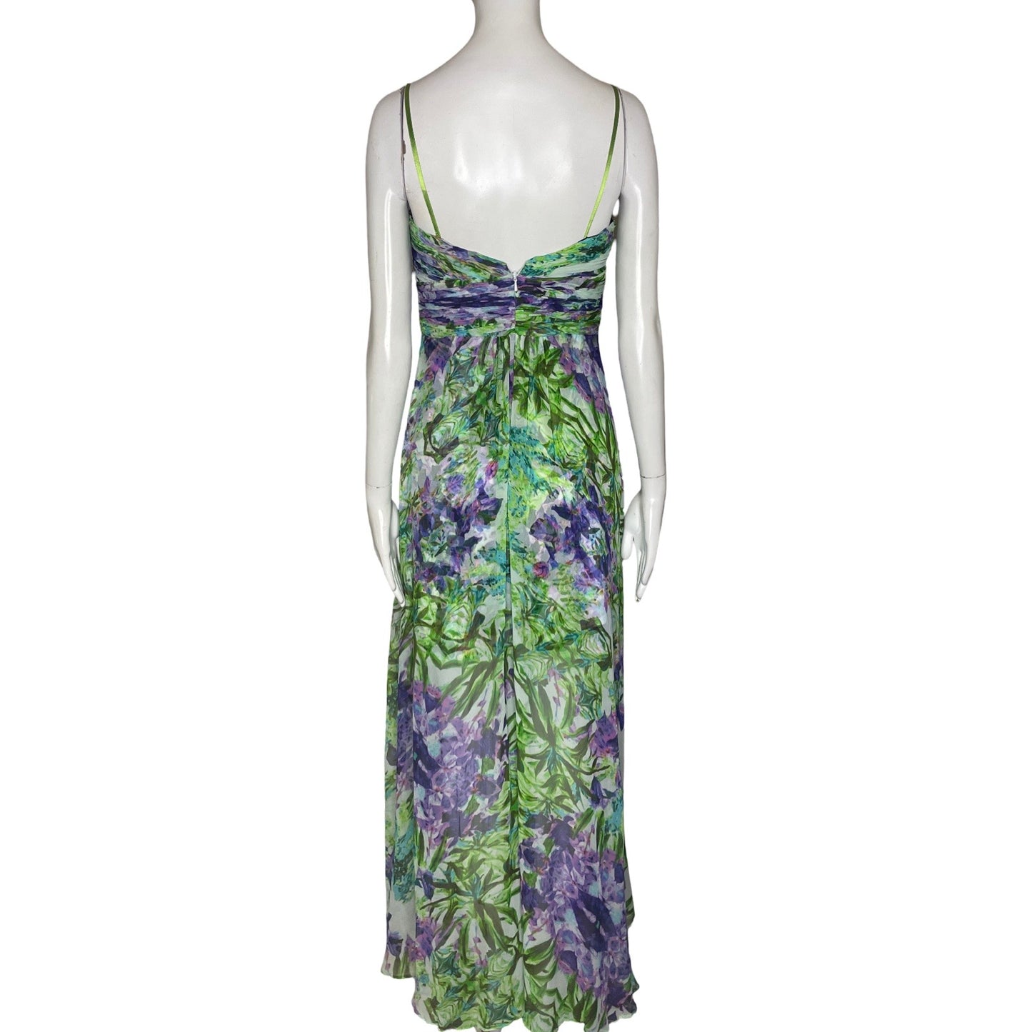 Vestido Aidan Mattox Estampado Floral Verde - Talla 2