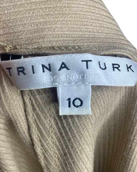 Blusa Trina Turk Cuello Alto Beige-Talla 10