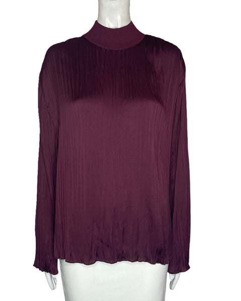 Blusa Vince Plizado Cuello Alto Rojo Vono-Talla L