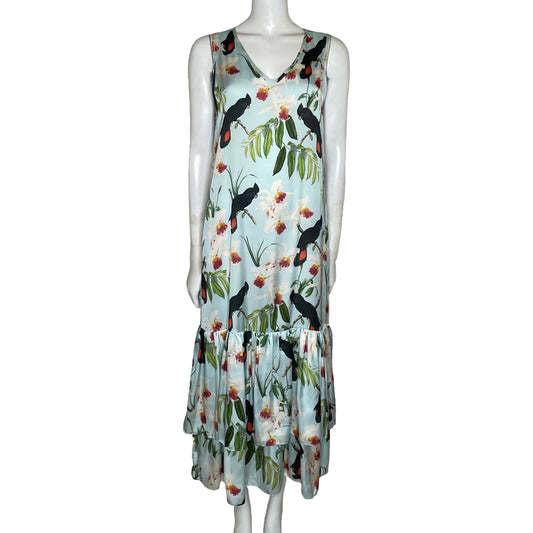 Vestido Lobo Rosa Vuelos Estampado Azul-Talla M