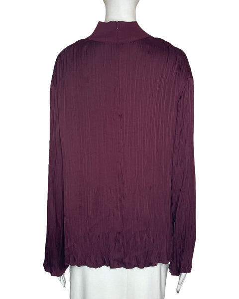 Blusa Vince Plizado Cuello Alto Rojo Vono-Talla L