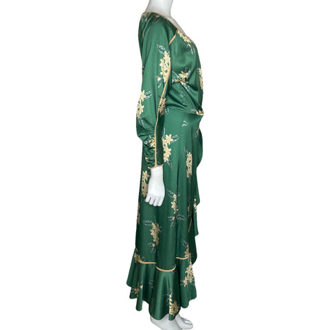 Vestido Goretty Medina Floral Verde-Talla XS
