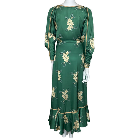 Vestido Goretty Medina Floral Verde-Talla XS