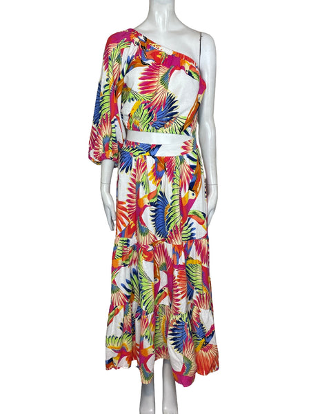 Vestido Farm Rio Estampado Tucan Naranjado-Talla P