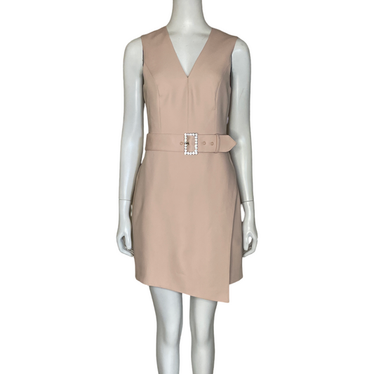 Vestido BCBG Maxazria Cinturón Sin Mangas Beige
-Talla 02
