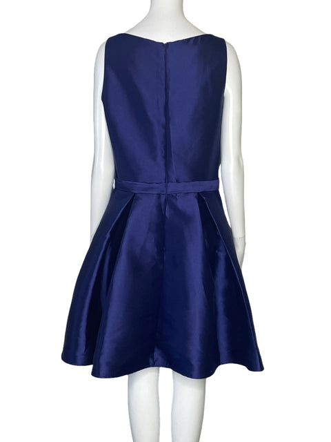 Vestido Mac Duggal  Flores Acampanado Azul-Talla 14