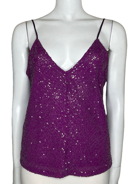 Top MNG Lentejuelas Tirantes Morado-Talla M