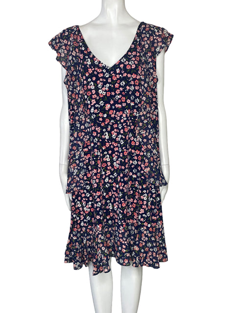 Vestido Michael Kors Flores Fluido Azul-Talla 2X