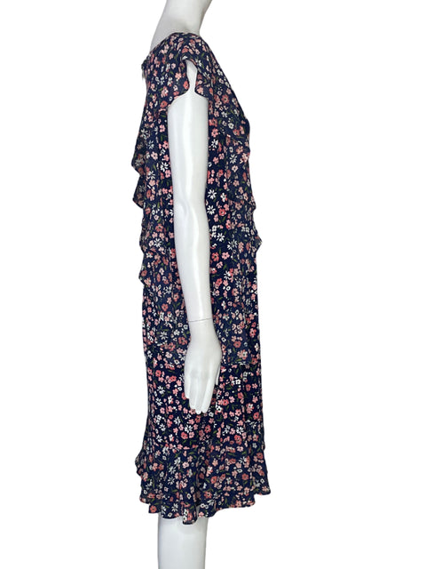 Vestido Michael Kors Flores Fluido Azul-Talla 2X