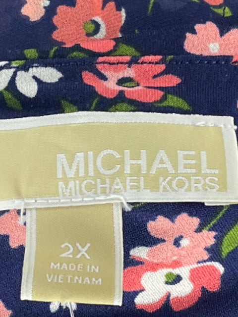 Vestido Michael Kors Flores Fluido Azul-Talla 2X