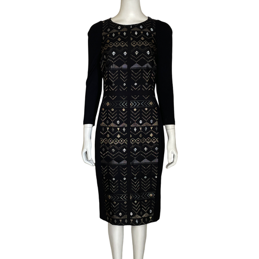 Vestido Ted Baker Midi Metalizado Negro-Talla 3