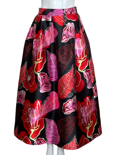 Falda Beulah Maxi Pinzas Floral Negro-Talla L