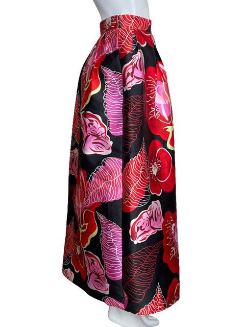 Falda Beulah Maxi Pinzas Floral Negro-Talla L