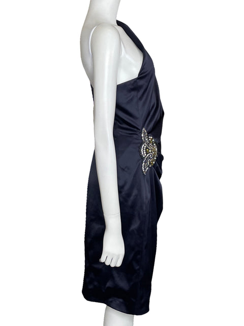 Vestido Eliza J One Shoulder Plisado Azul-Talla 8