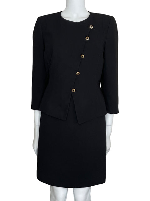 Set Tahari Botones Asimétricos Negro-Talla 8