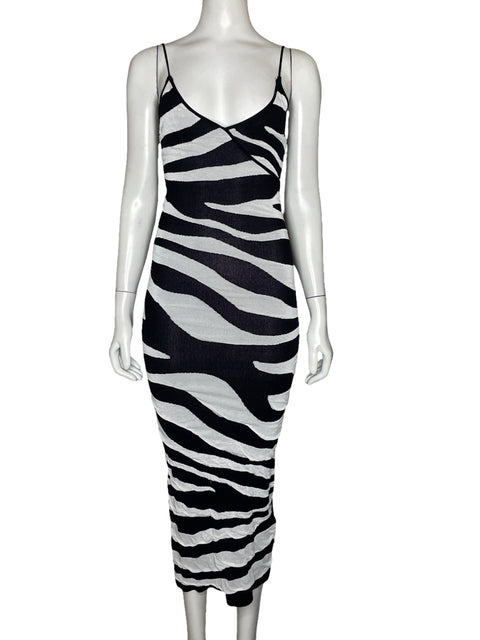 Vestido Zara Maxi Animal Print Negro - Talla XS