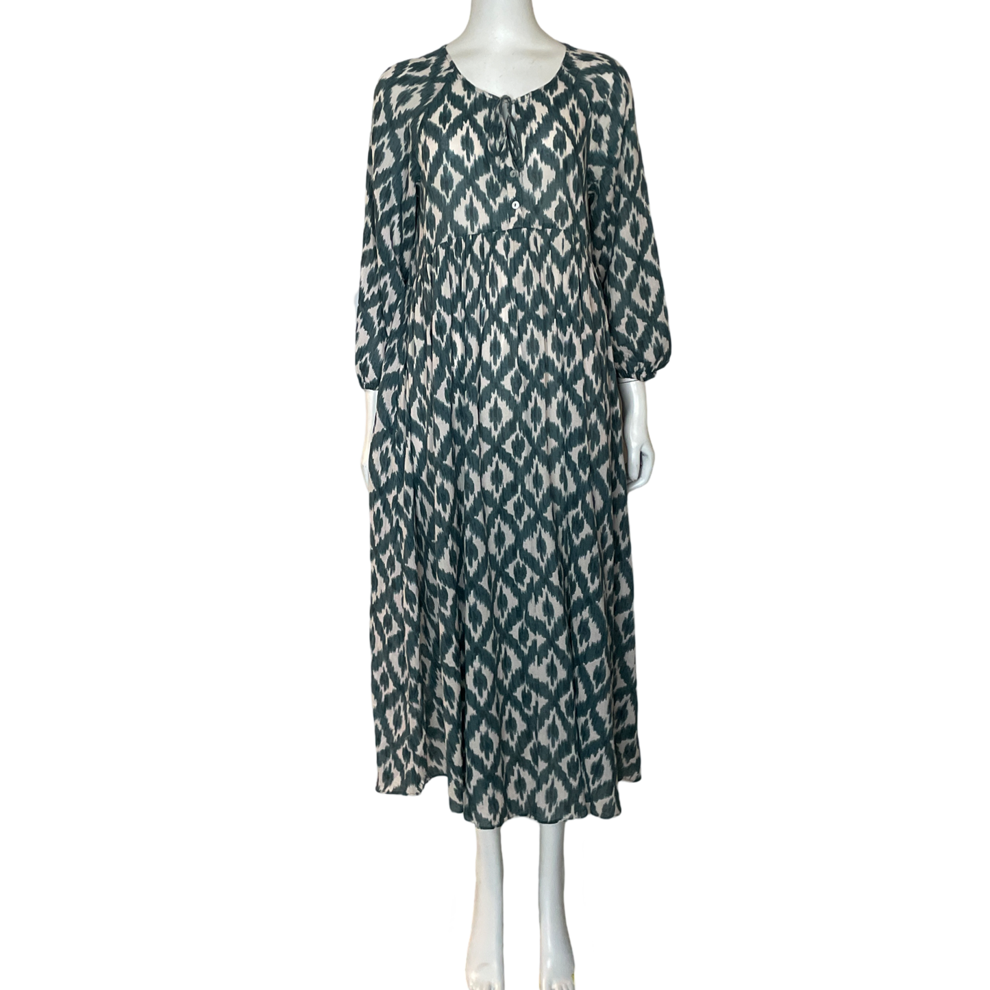 Vestido Oysho Estampado Maxi Verde-Talla XS