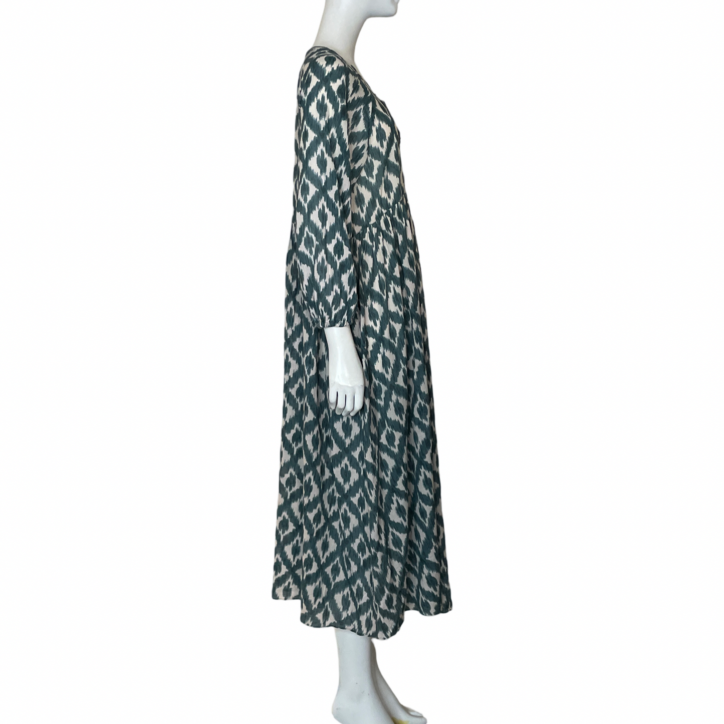 Vestido Oysho Estampado Maxi Verde-Talla XS