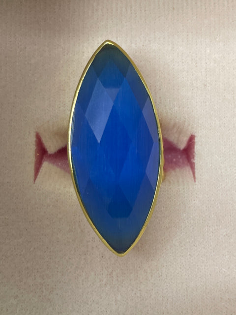 Anillo Senda Nelly Rojas Cuarzo Bañado En Oro Dorado-Talla U