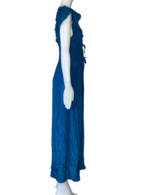 Vestido J.Crew Fruncido Maxi Azul-Talla S