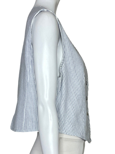 Chaleco Zara Rayas Metalizado Azul-Talla L