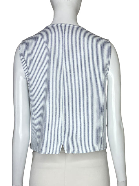 Chaleco Zara Rayas Metalizado Azul-Talla L