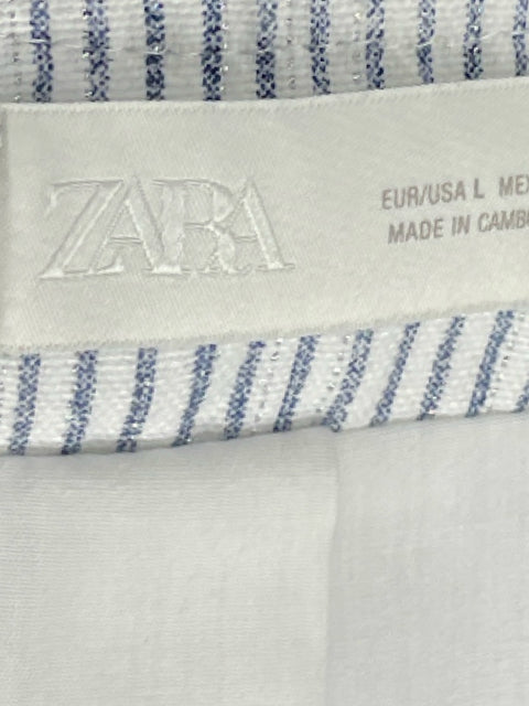 Chaleco Zara Rayas Metalizado Azul-Talla L