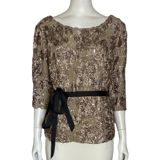 Blusa Alex Evenings Bordados Beige-Talla L