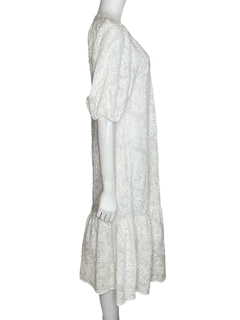 Vestido Zara Encaje Camisero Blanco-Talla XS