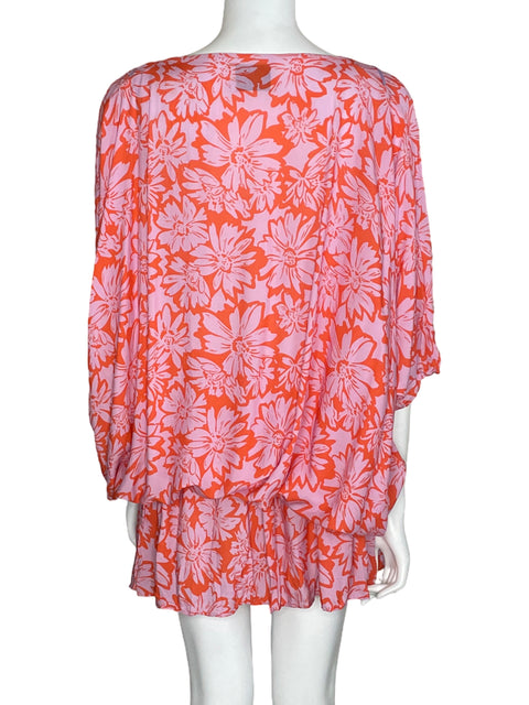 Vestido Azulu Escote V Floral Rosado-Talla U