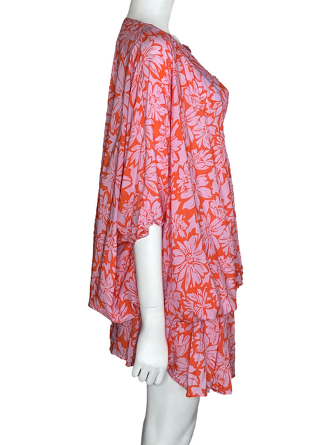 Vestido Azulu Escote V Floral Rosado-Talla U