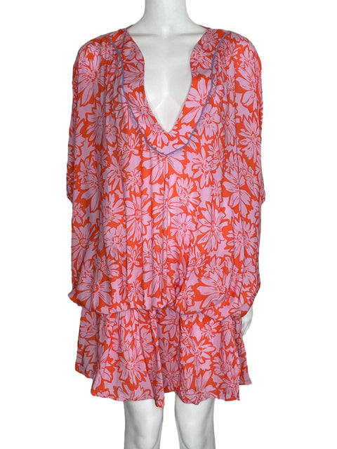 Vestido Azulu Escote V Floral Rosado-Talla U